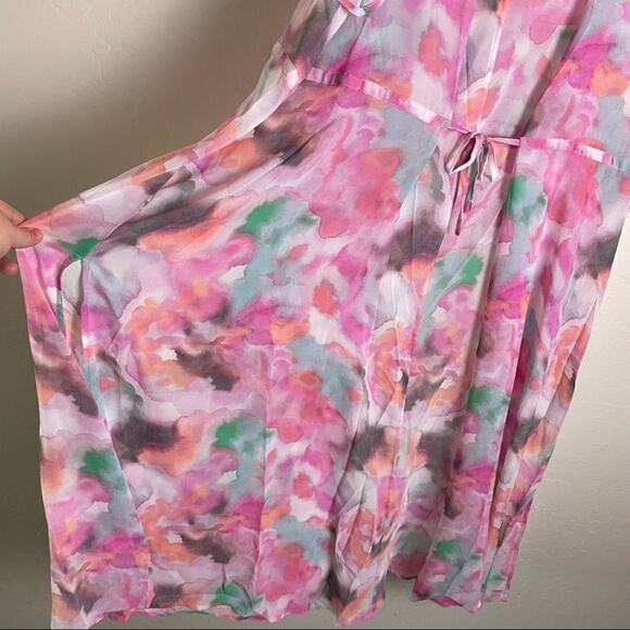 Torrid Multi Watercolor Tie-Front Duster Kimono 2X NWT - Picture 4 of 11